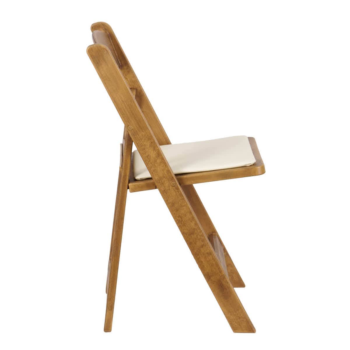 Chivari Chestnut Folding Resin Chair with Ivory Vinyl Cushion CFRCB-IVY-AX