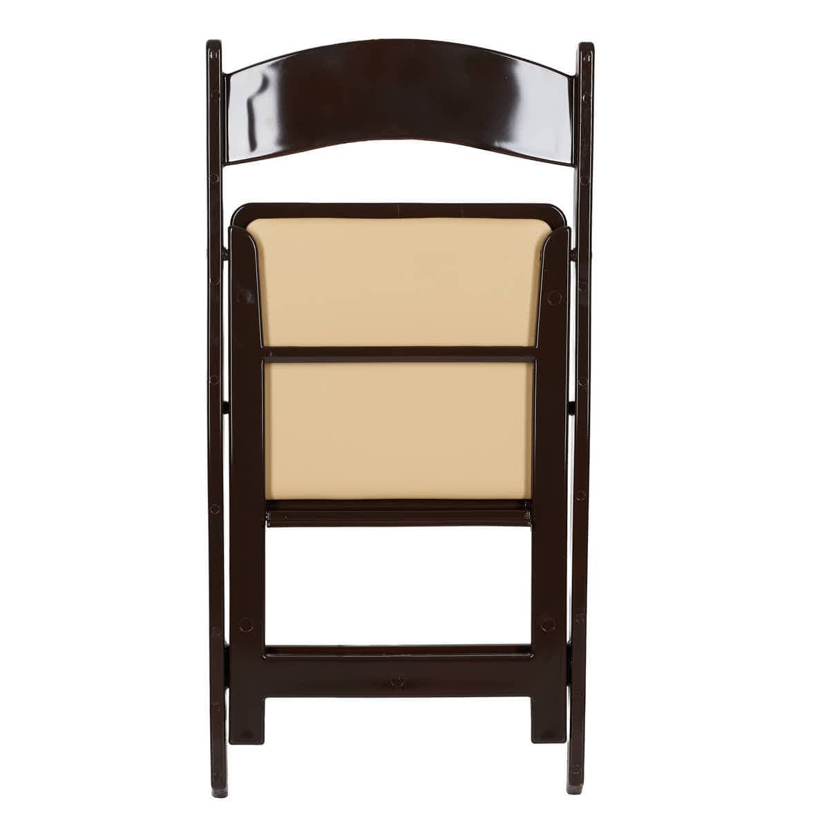 Chivari Fruitwood Resin Folding Chair with Tan Cushion CFRF-TAN-AX-T