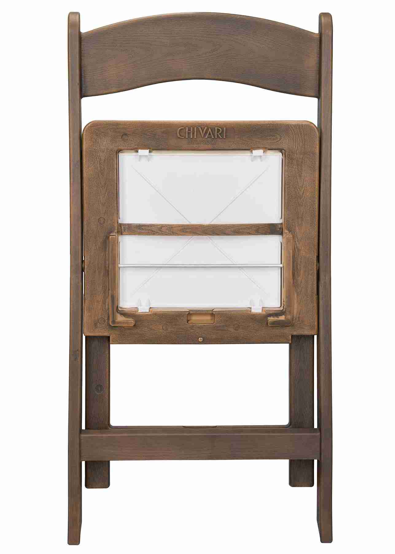 Chivari Fruitwood WoodGrain™ Resin Folding Chair with Ivory Seat CFRFB-IVY-AX-T