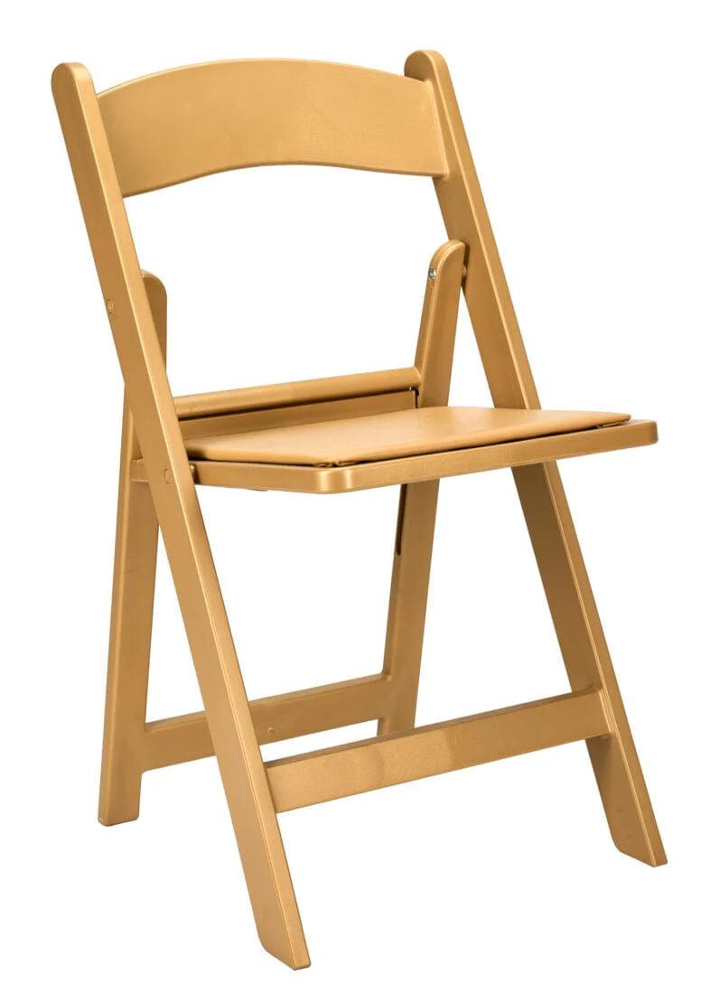 Chivari 48 Pack Bullion Gold Resin Folding Chairs with Gold Seat and Steel Skeleton Frame CFRGB-ST-A-48