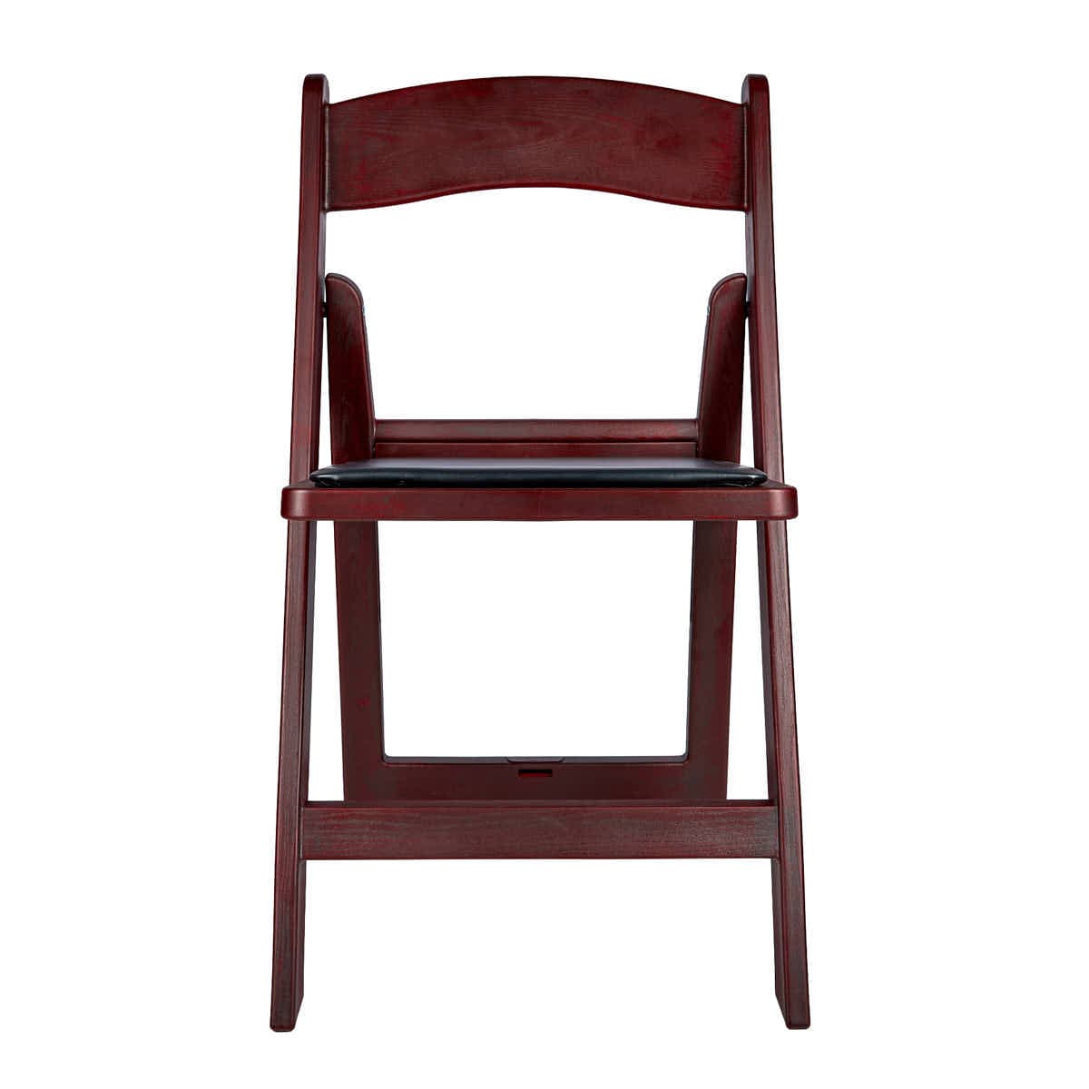 Chivari Mahogany WoodGrain™ Resin Steel Skeleton™ Folding Chair with Black Seat CFRM-ST-A