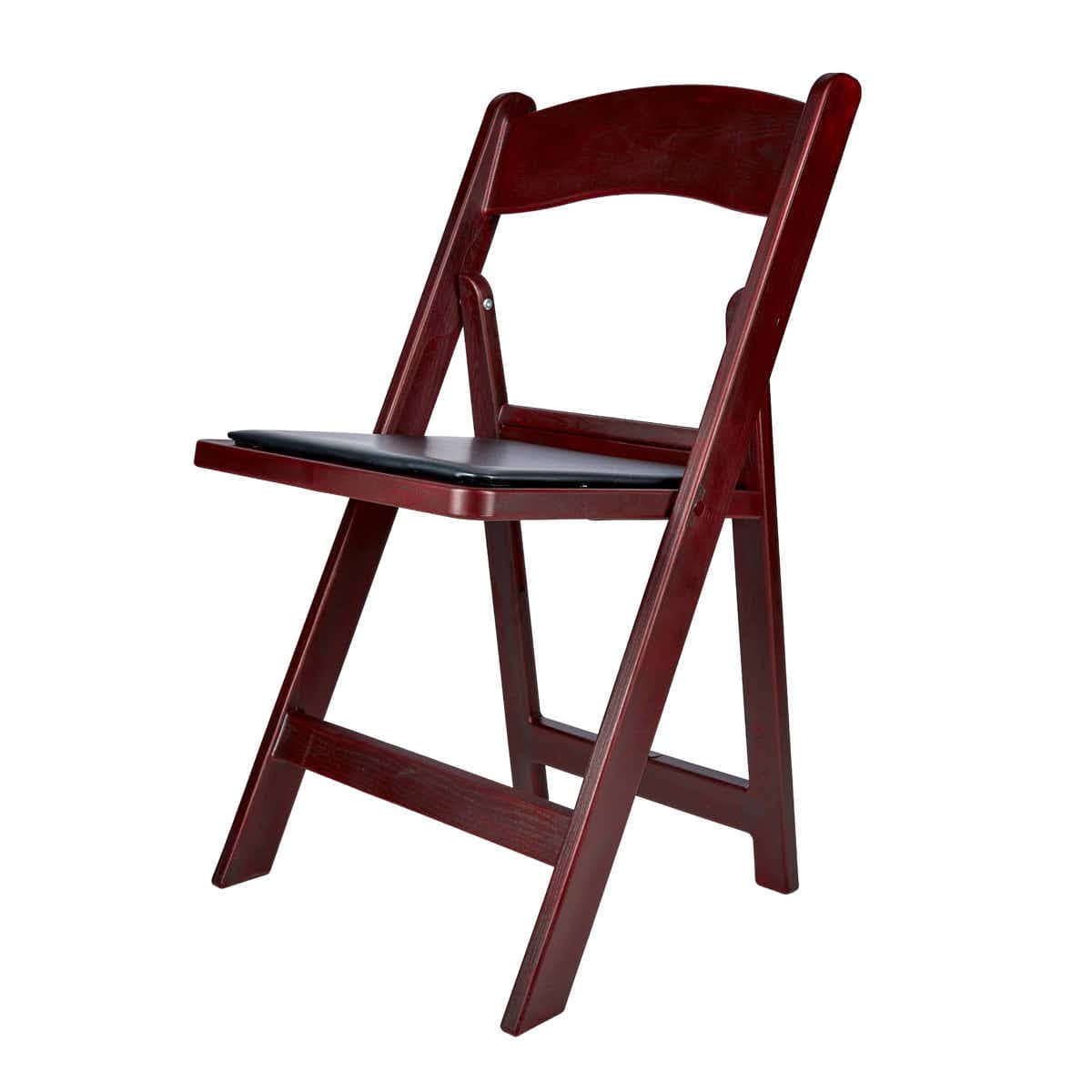 Chivari Mahogany WoodGrain™ Resin Steel Skeleton™ Folding Chair with Black Seat CFRM-ST-A