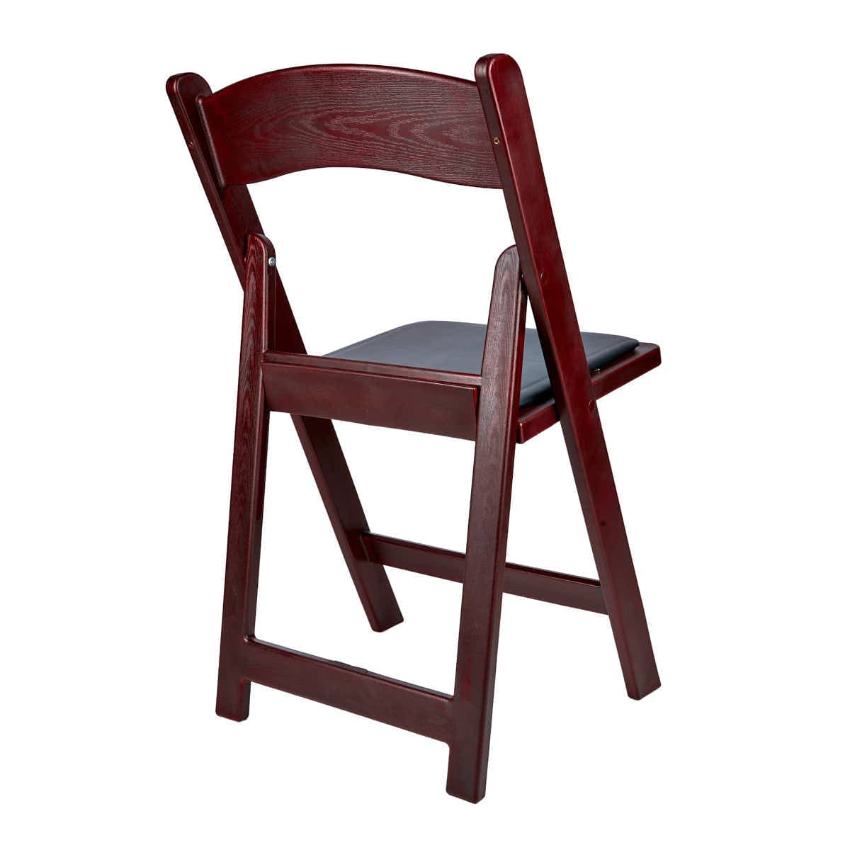Chivari Mahogany WoodGrain™ Resin Steel Skeleton™ Folding Chair with Black Seat CFRM-ST-A
