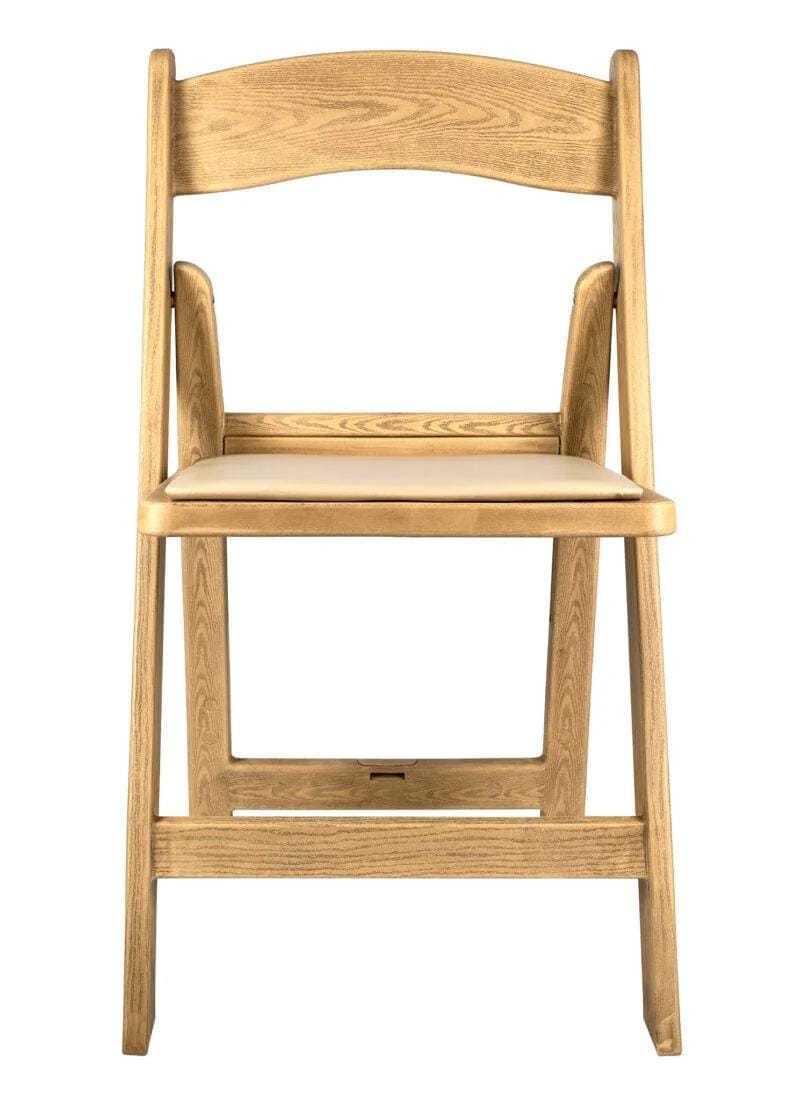 Chivari 100 Pack Natural Resin WoodGrain™ Folding Chair with Tan Cushion CFRNB-I-AX-T-100