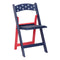 Chivari Red and Blue Old Glory SuperResin Folding Chair with Blue Vinyl Cushion CFRRWB-AX-T