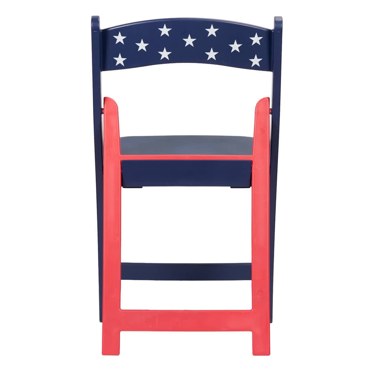 Chivari Red and Blue Old Glory SuperResin Folding Chair with Blue Vinyl Cushion CFRRWB-AX-T