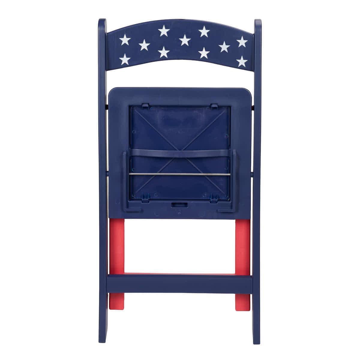 Chivari Red and Blue Old Glory SuperResin Folding Chair with Blue Vinyl Cushion CFRRWB-AX-T