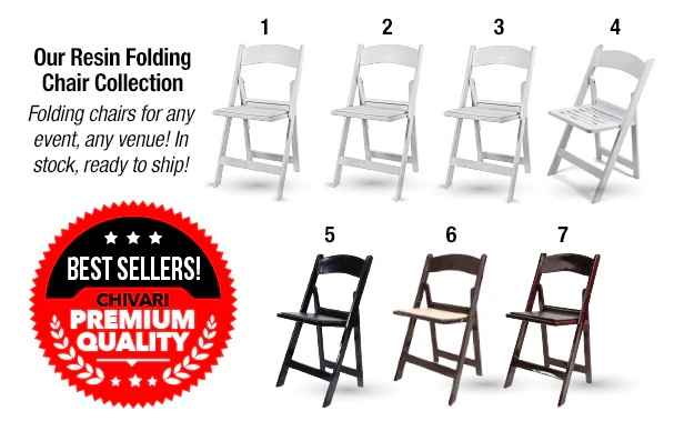 Chivari White ToughResin™ Folding Chair CFRW-CX-T