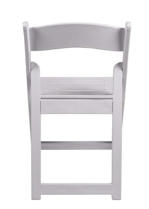 Chivari White Resin Folding Chair Slatted Seat CFRW-SLATTED-CX-T