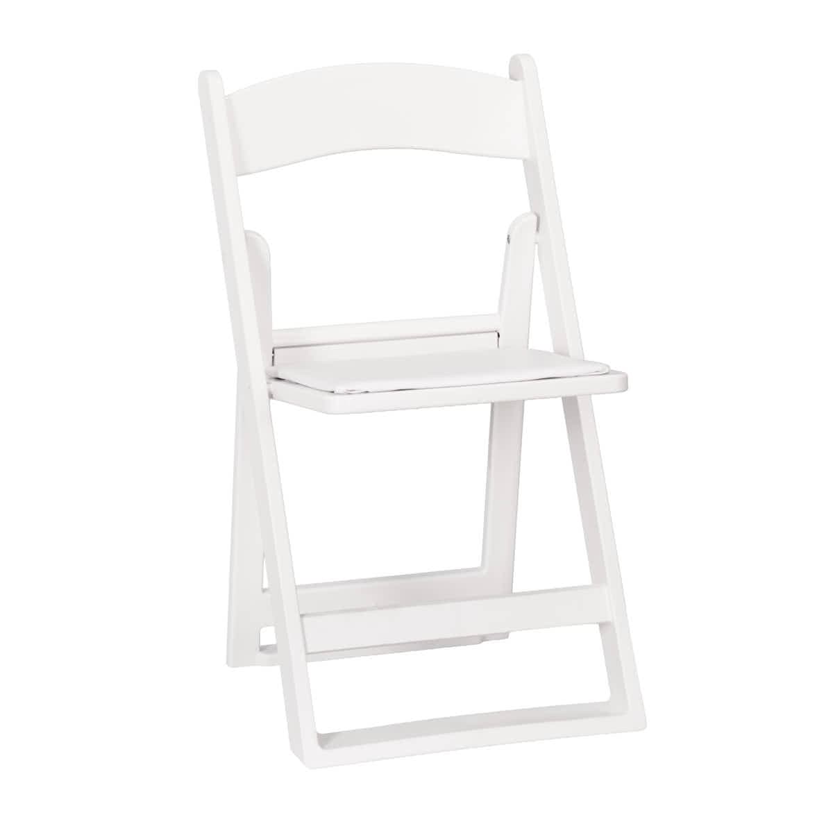 ChairMates White Grass and Sand Series Resin Folding Chair with White Vinyl Cushion and Stainless Steel Hardware CFRWGS-AX-T