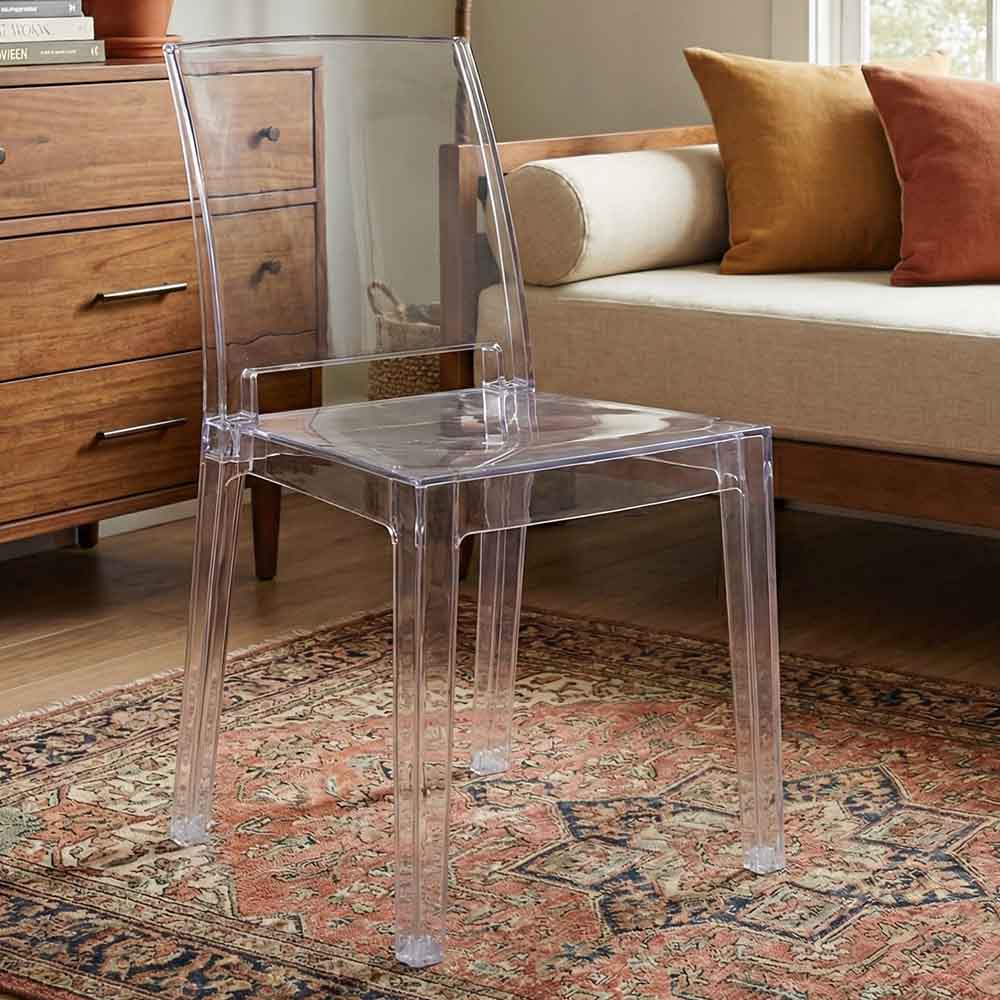 Chivari Clear Resin Square Back Ghost Chair CGRSQ-ZG-T
