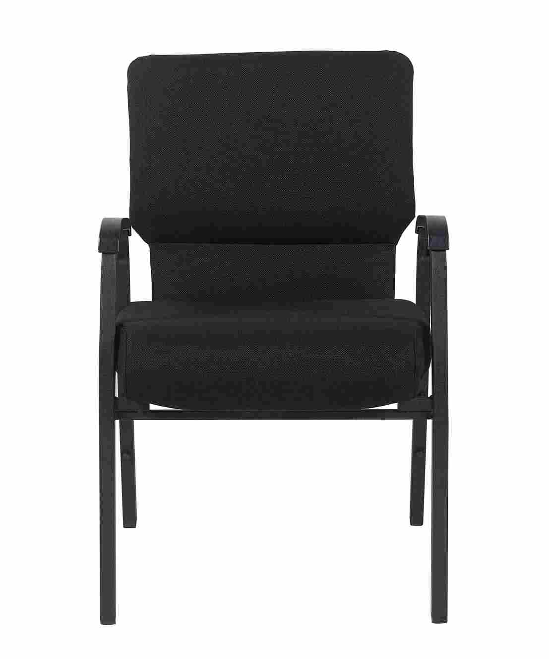 Chivari Black Fabric Church Chair with Dual Arms Cut Away Back 20.5
