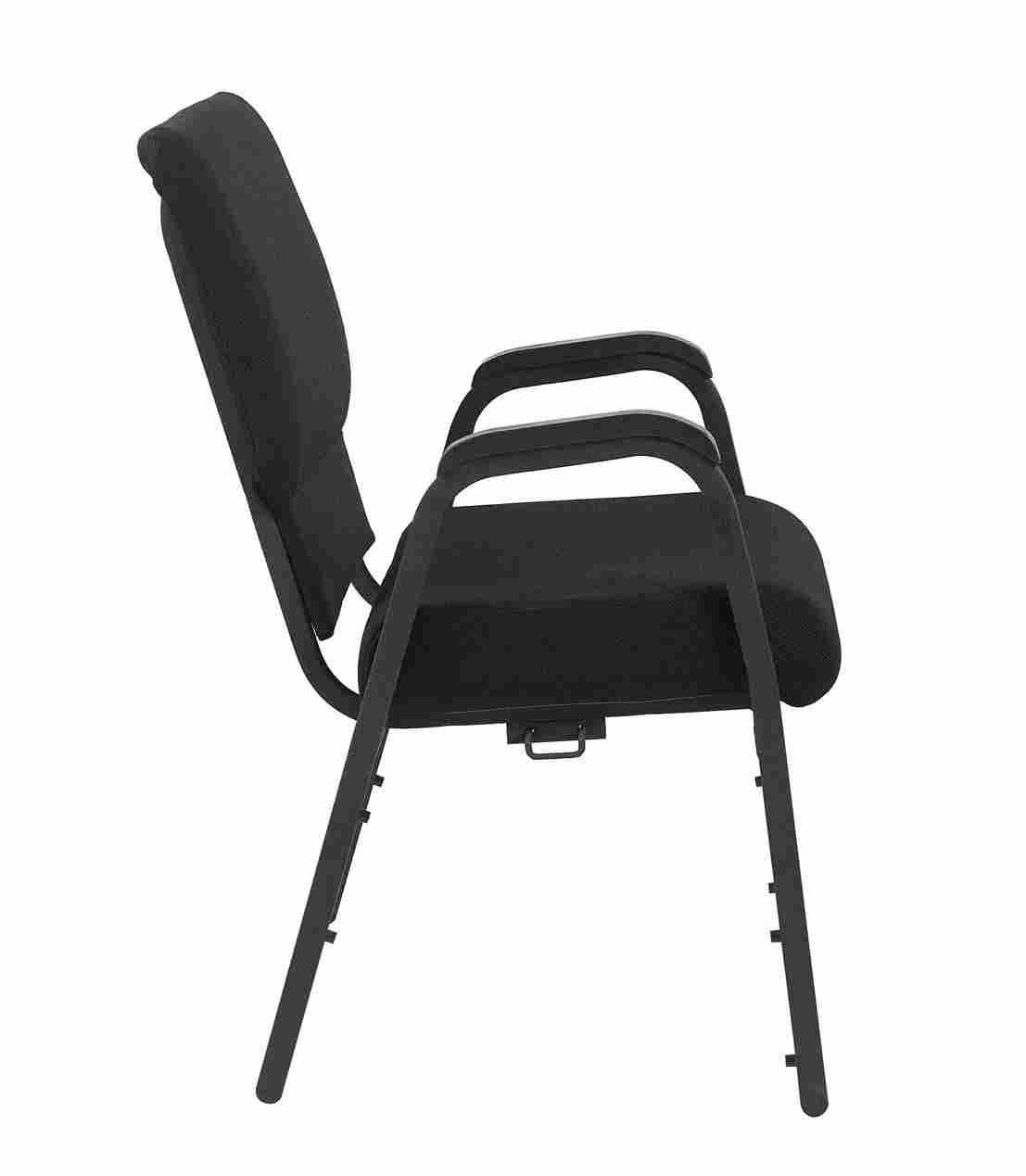 Chivari Black Fabric Church Chair with Dual Arms Cut Away Back 20.5