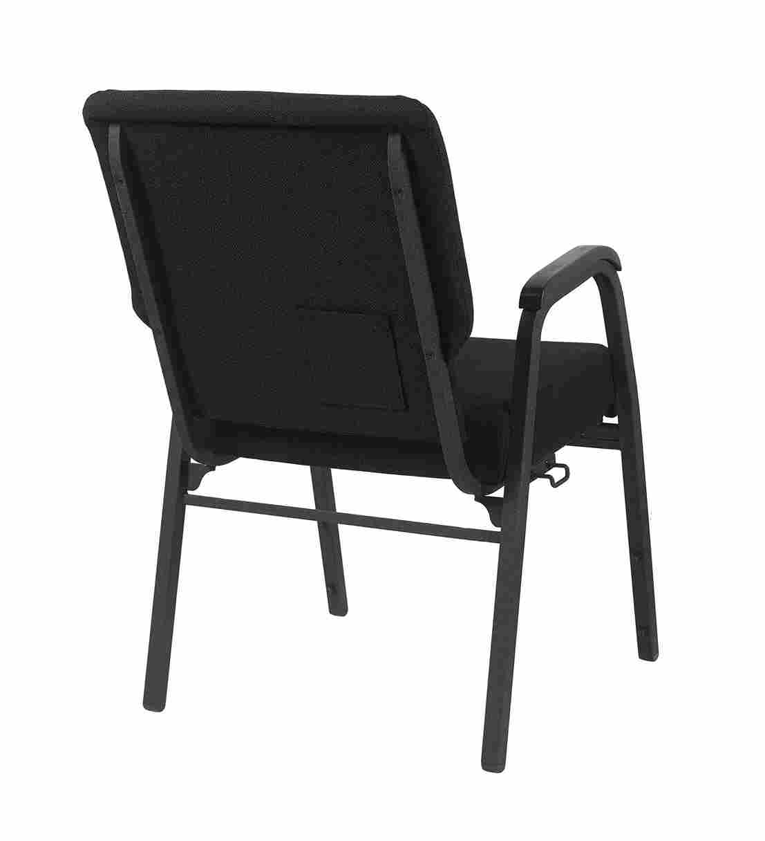 Chivari Black Fabric Church Chair with Dual Arms Cut Away Back 20.5
