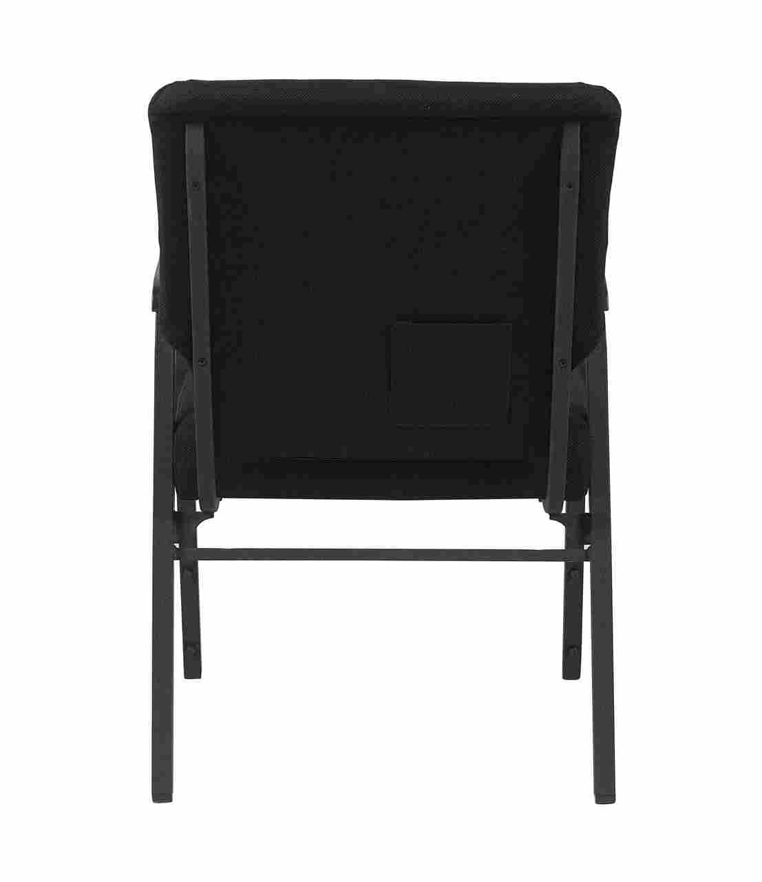 Chivari Black Fabric Church Chair with Dual Arms Cut Away Back 20.5