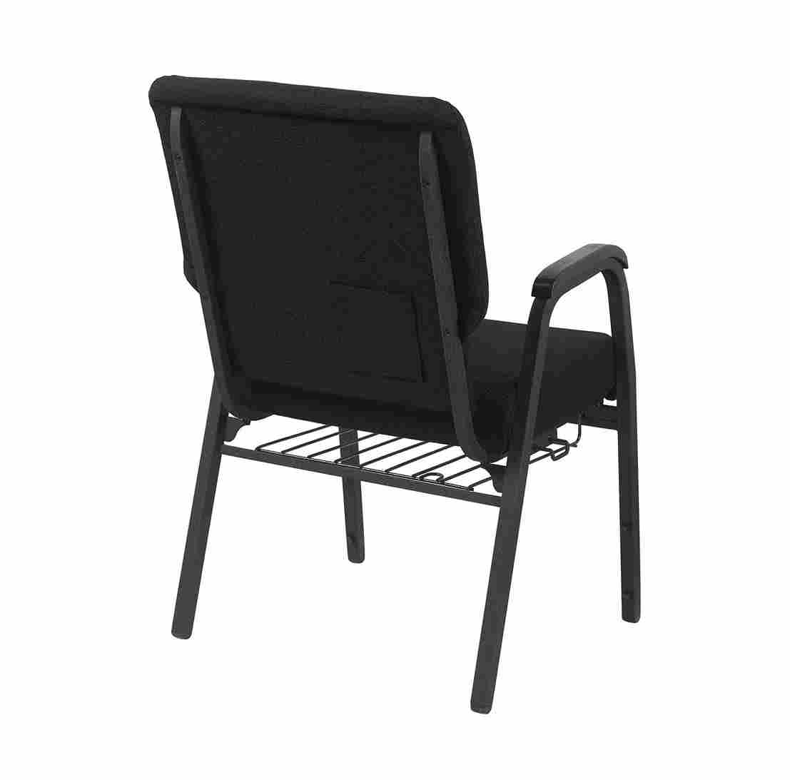 Chivari Black Fabric Church Chair with Dual Arms Cut Away Back 20.5