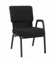 Chivari Black Fabric Church Chair with Left Arm  Cut Away Back 20.5"  on Black Frame CH20BB-L-ZF-T