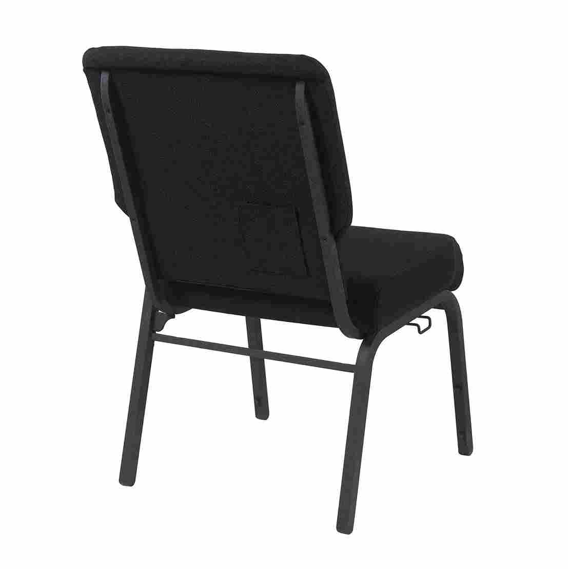 Chivari Black Fabric Church Chair with Left Arm  Cut Away Back 20.5