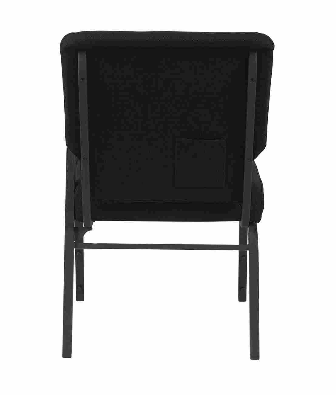 Chivari Black Fabric Church Chair with Left Arm  Cut Away Back 20.5