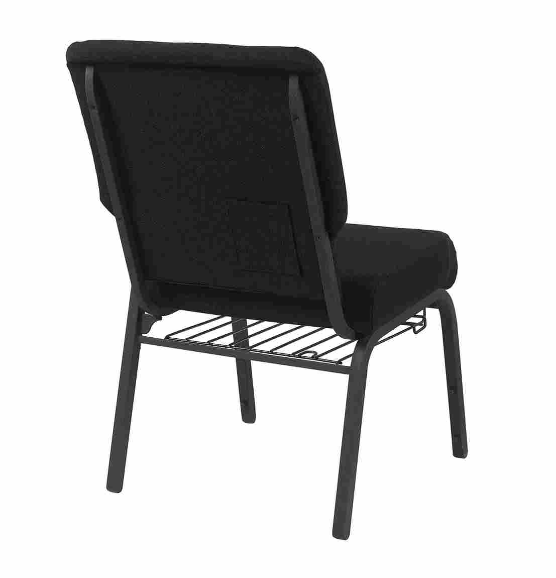 Chivari Black Fabric Church Chair with Left Arm  Cut Away Back 20.5