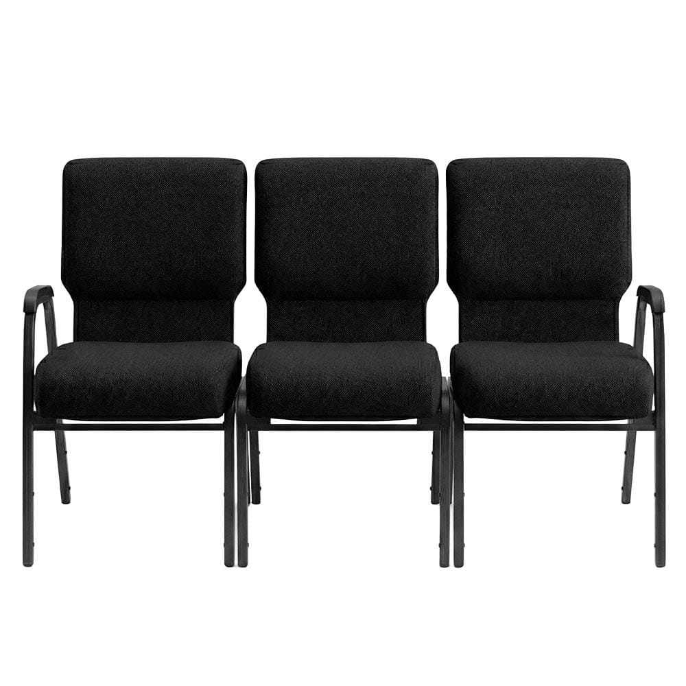 Chivari Black Fabric Three Seat Waiting Room Chair/Loveseat on Black Frame CH20BB-LR3-KIT