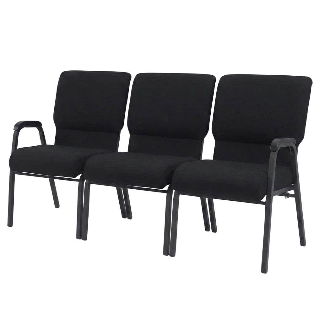 Chivari Black Fabric Three Seat Waiting Room Chair/Loveseat on Black Frame CH20BB-LR3-KIT