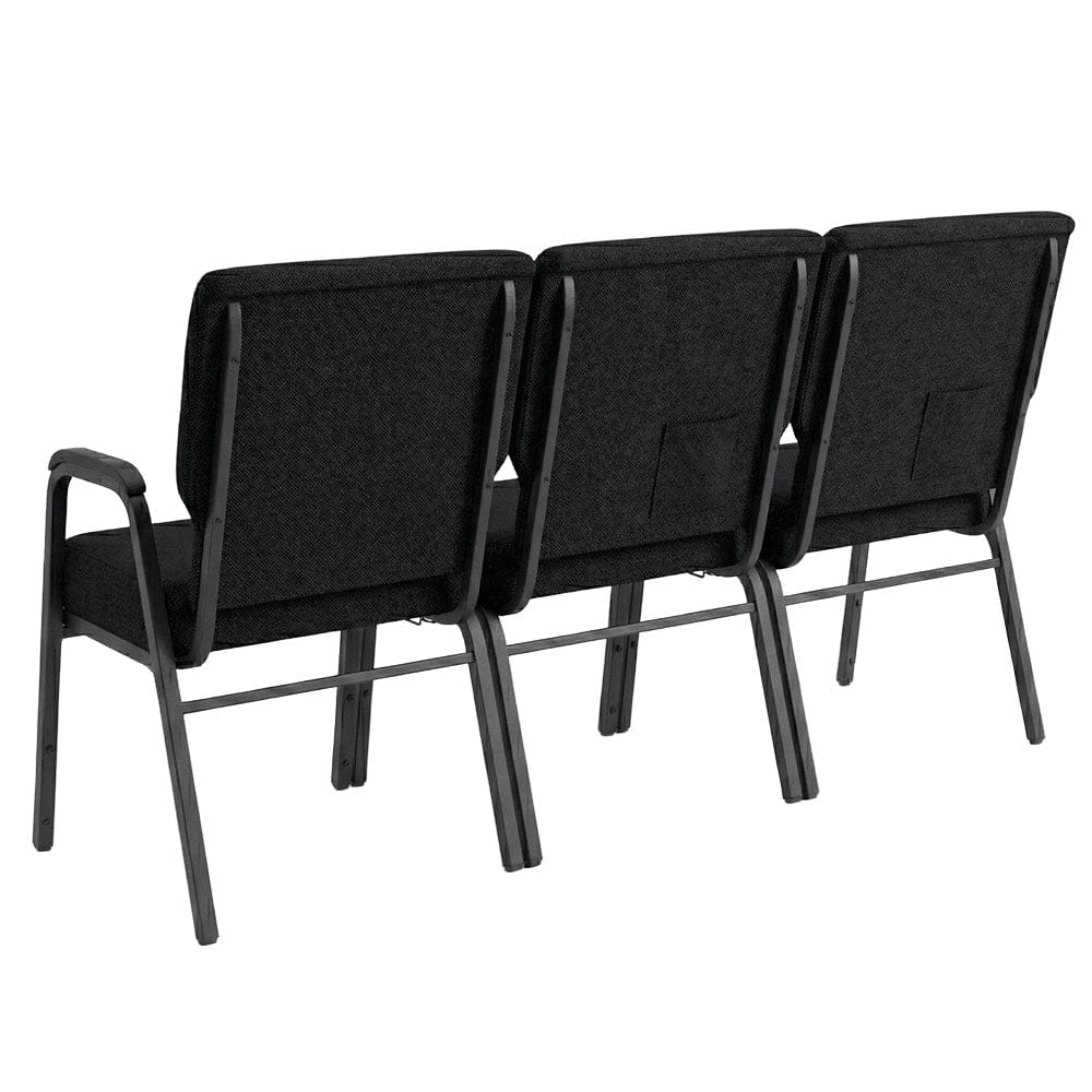 Chivari Black Fabric Three Seat Waiting Room Chair/Loveseat on Black Frame CH20BB-LR3-KIT