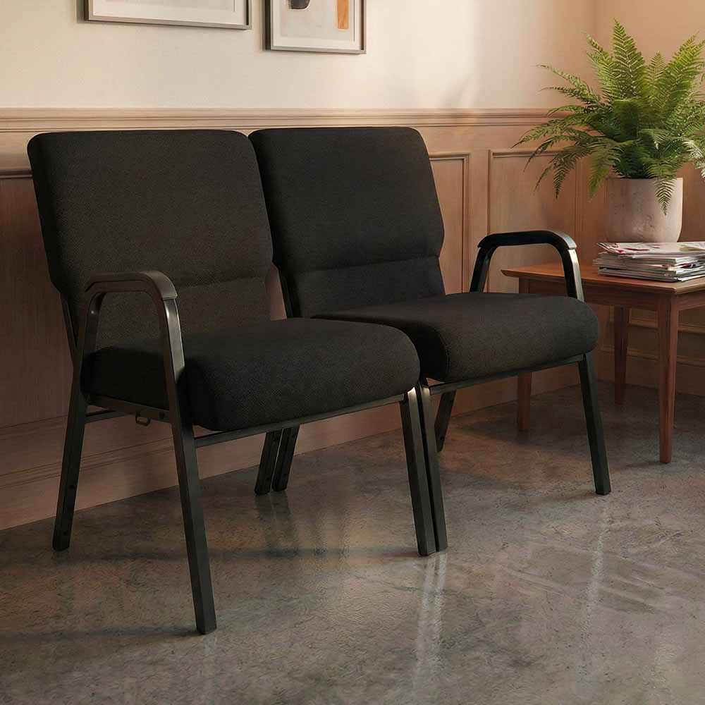 Chivari Black Fabric Two Seat Waiting Room Chair/Loveseat on Black Frame CH20BB-LR-KIT