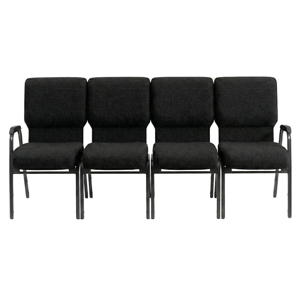 Chivari Black Fabric Four Seat Waiting Room Chair/Loveseat on Black Frame CH20BB-LR4-KIT