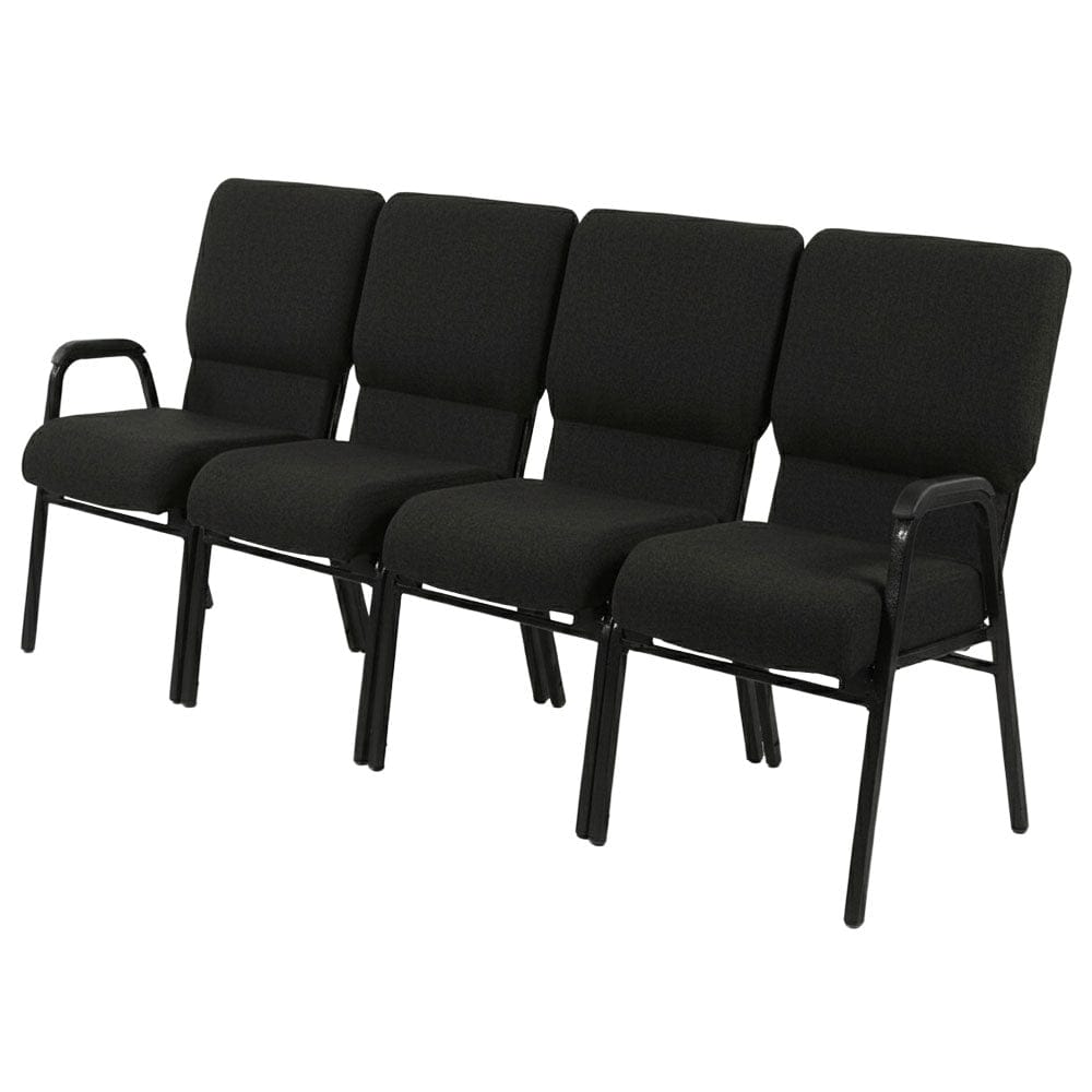 Chivari Black Fabric Four Seat Waiting Room Chair/Loveseat on Black Frame CH20BB-LR4-KIT