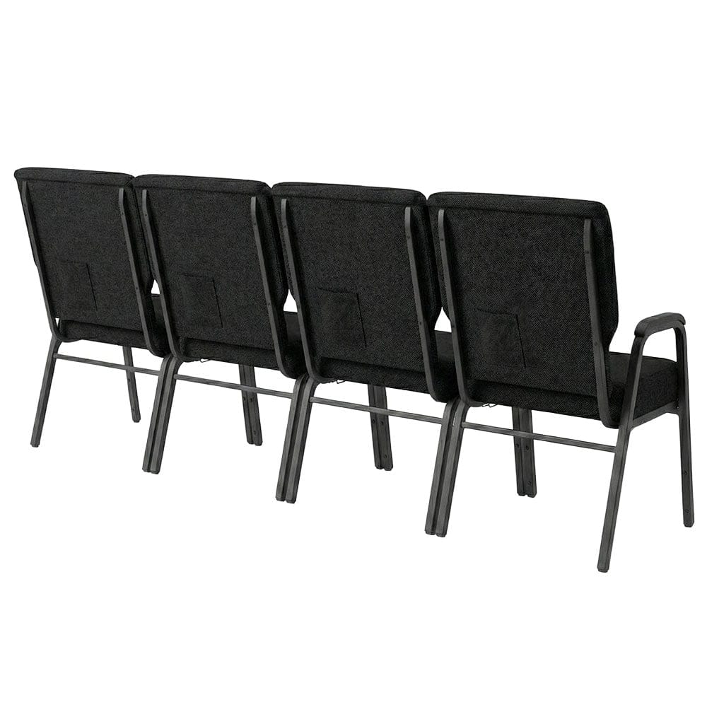 Chivari Black Fabric Four Seat Waiting Room Chair/Loveseat on Black Frame CH20BB-LR4-KIT