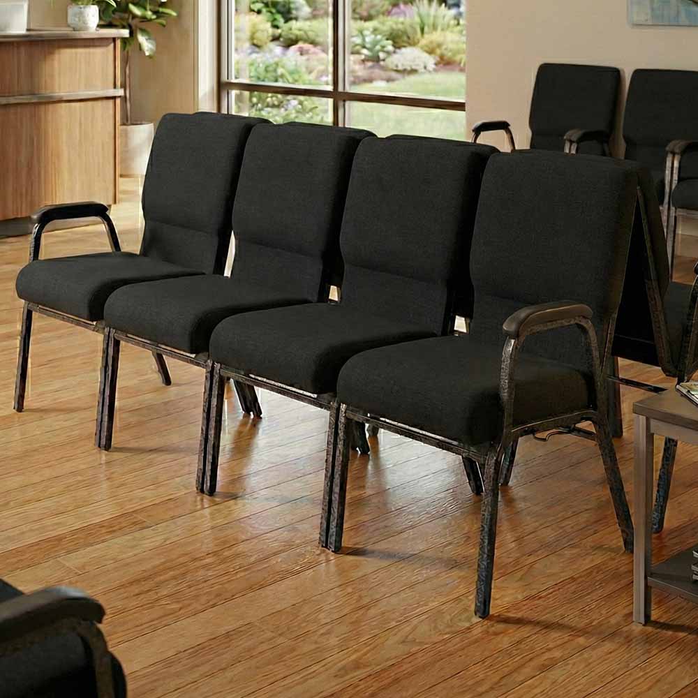 Chivari Black Fabric Four Seat Waiting Room Chair/Loveseat on Black Frame CH20BB-LR4-KIT