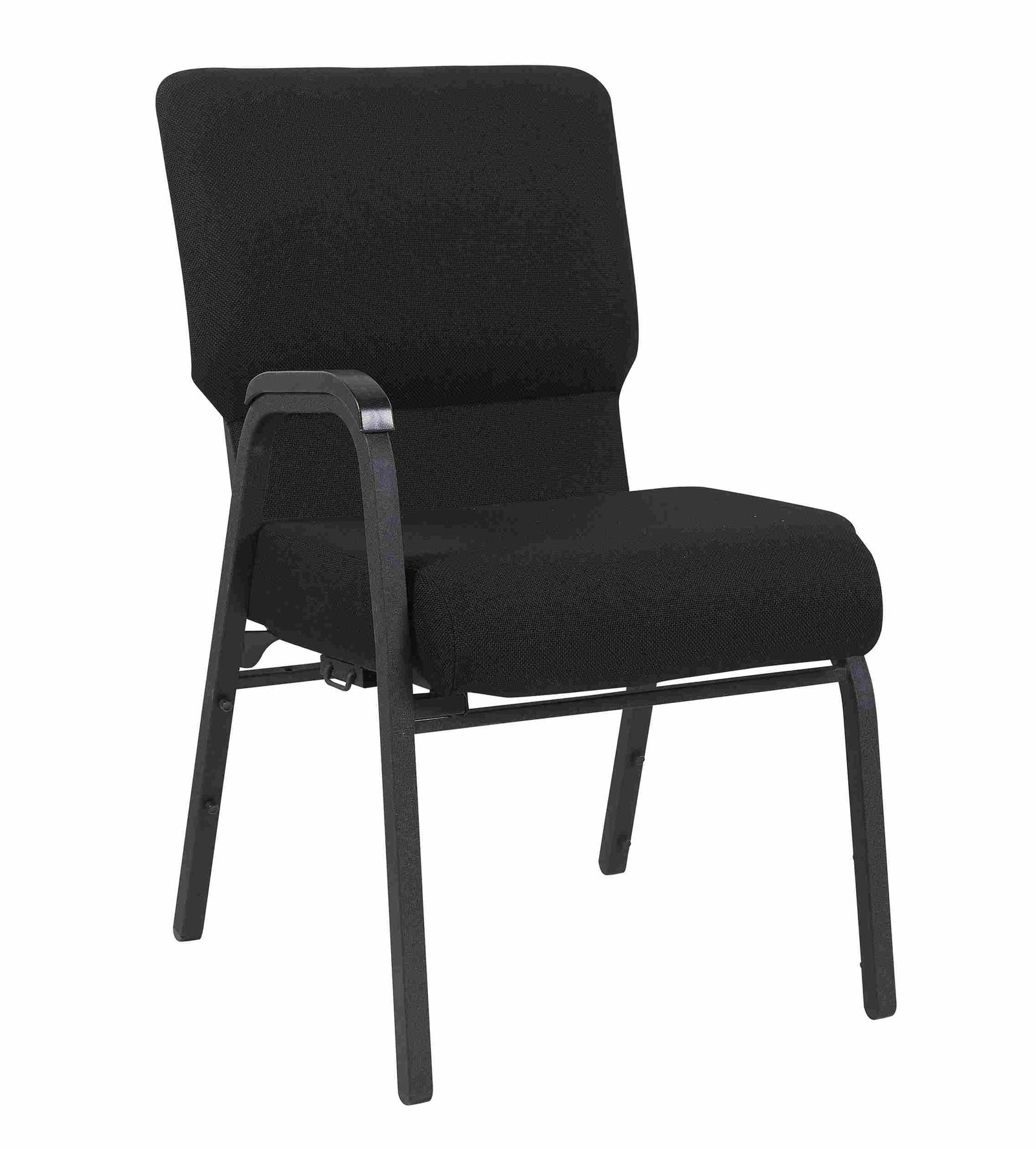 Chivari Black Fabric Church Chair with Right Arm Cut Away Back 20.5