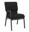 Chivari Black Fabric Church Chair with Right Arm Cut Away Back 20.5" on Black Frame CH20BB-R-ZF-T