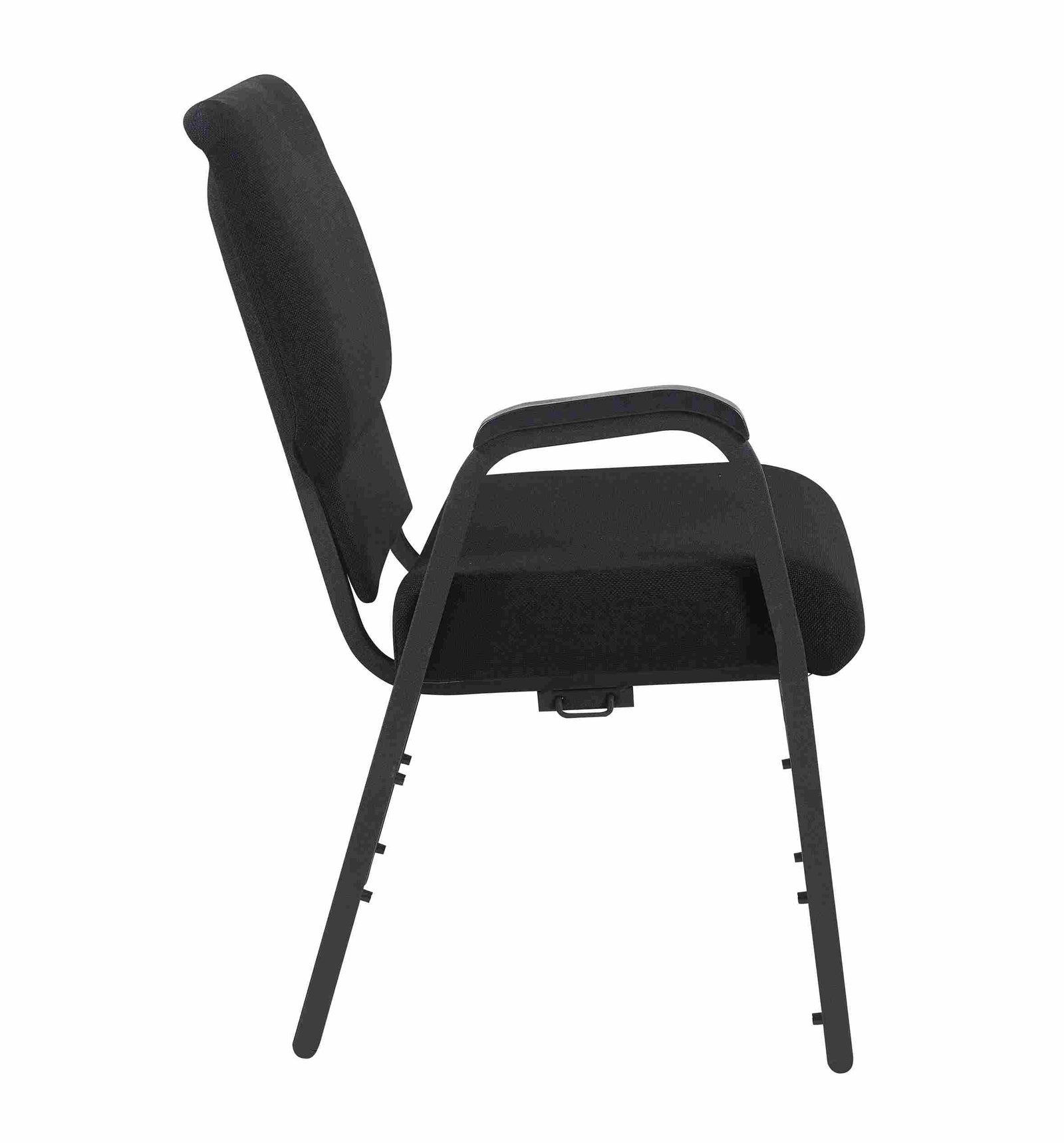 Chivari Black Fabric Church Chair with Right Arm Cut Away Back 20.5