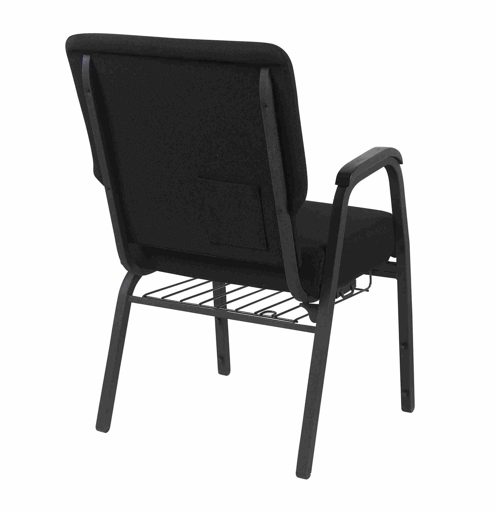 Chivari Black Fabric Church Chair with Right Arm Cut Away Back 20.5