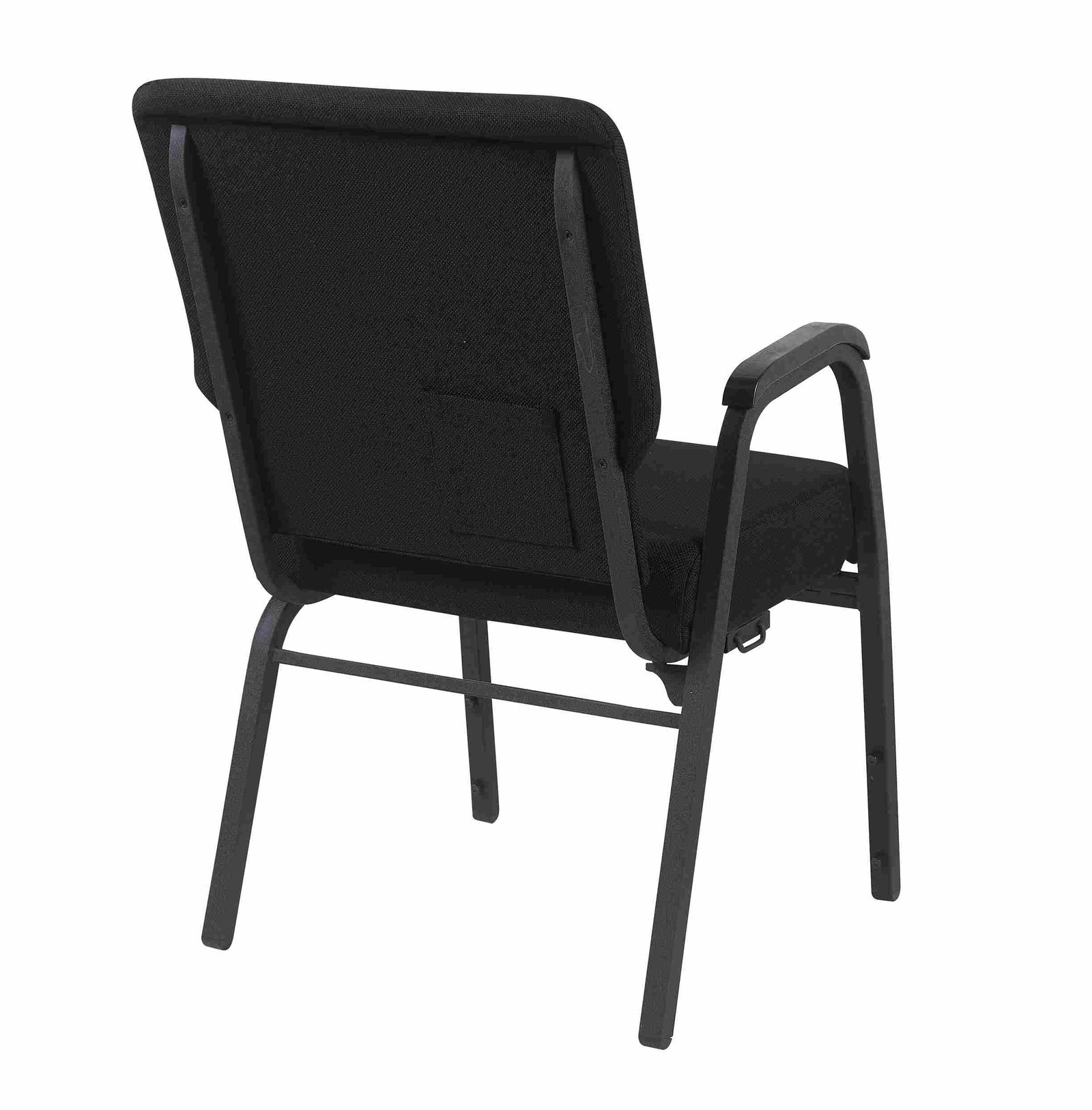 Chivari Black Fabric Church Chair with Right Arm Cut Away Back 20.5