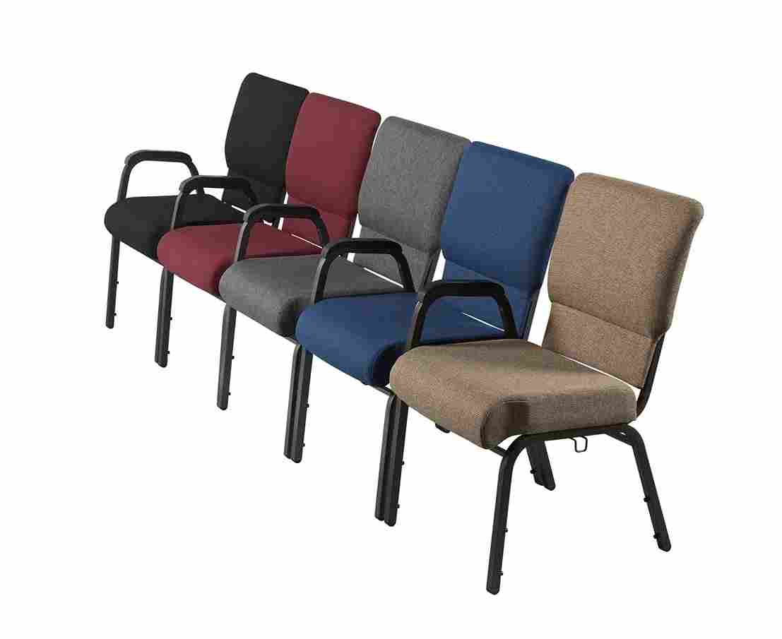 Chivari Black Fabric Church Chair with Right Arm Cut Away Back 20.5