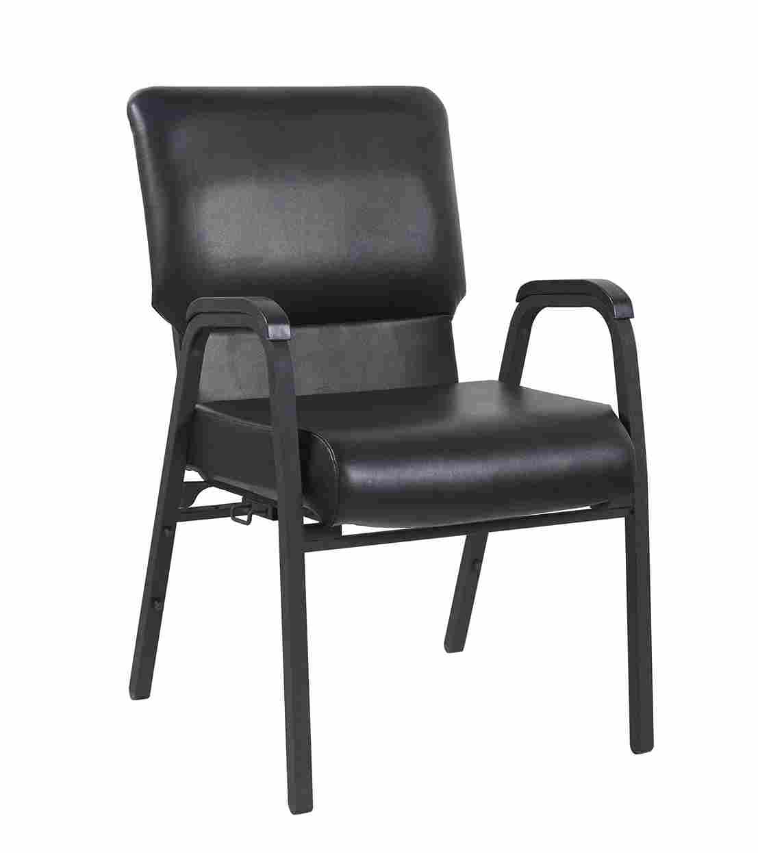 Chivari Black Vinyl Church Chair with Dual Arms Cut Away Back 20.5