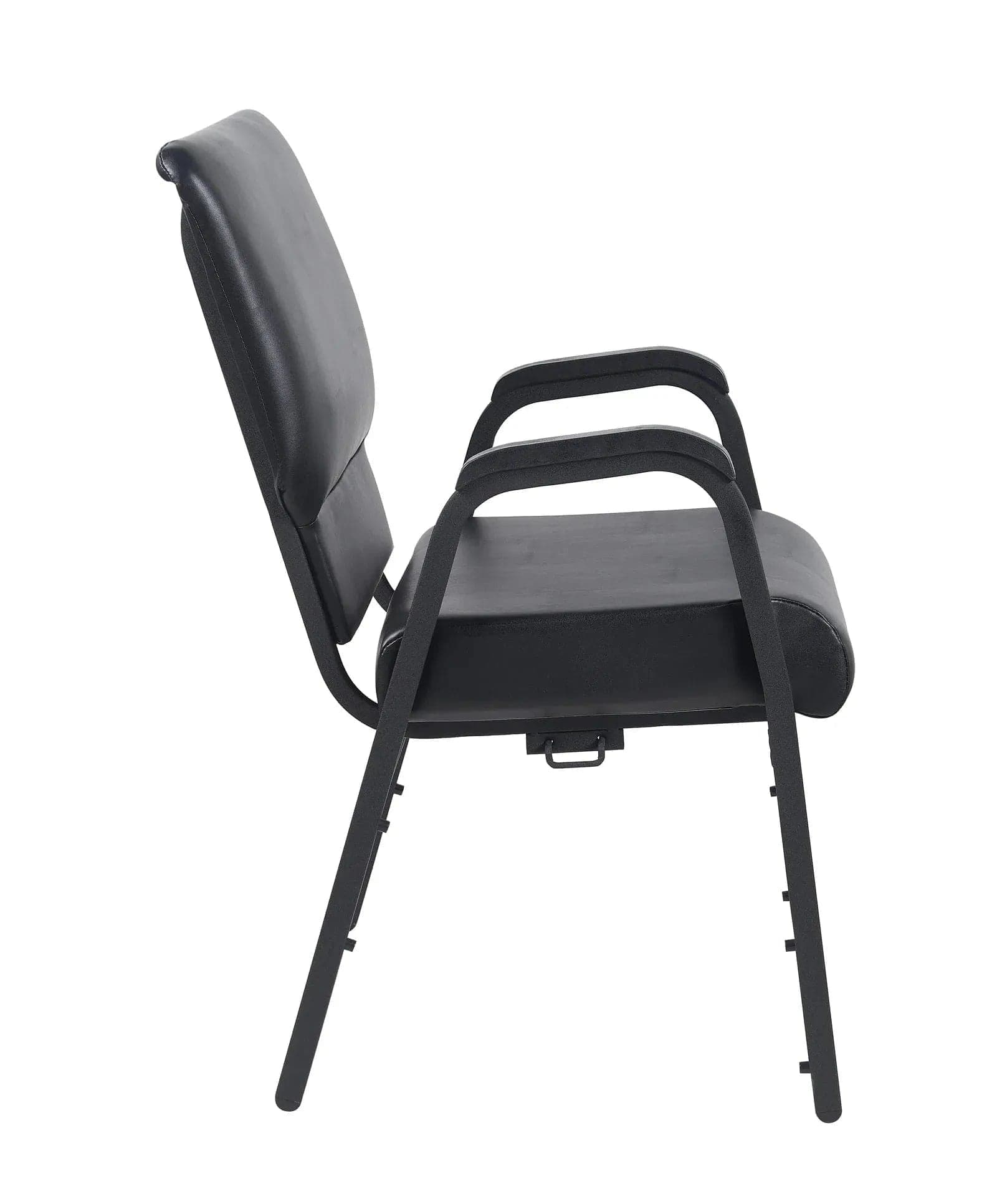 Chivari Black Vinyl Church Chair with Dual Arms Cut Away Back 20.5