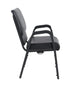 Chivari Black Vinyl Church Chair with Dual Arms Cut Away Back 20.5"  on Black Frame CH20BBV-D-ZF-T