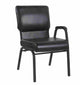 Chivari Black Vinyl  Church Chair with Left Arm Cut Away Back 20.5" on Black Frame CH20BBV-L-ZF-T