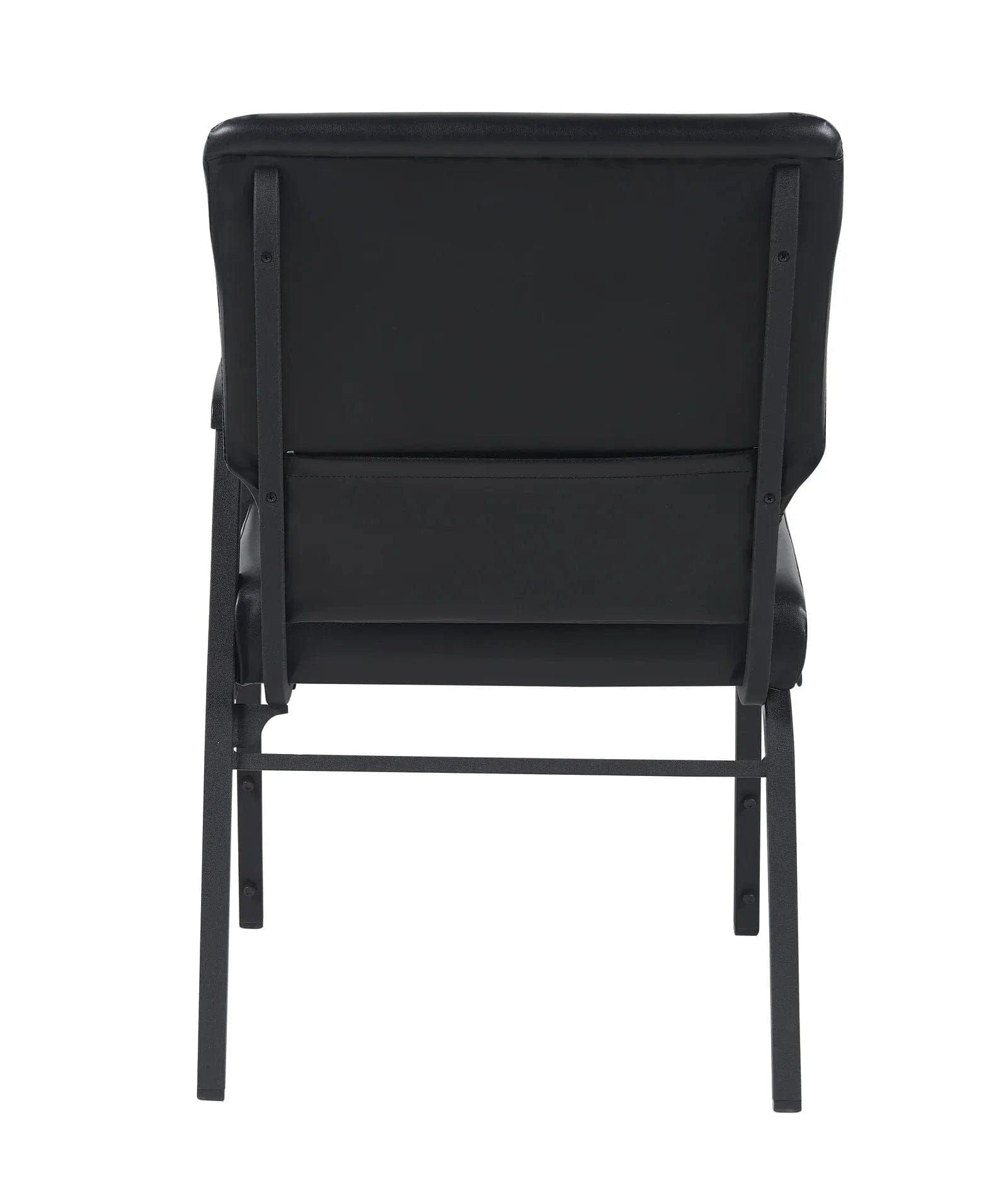 Chivari Black Vinyl  Church Chair with Left Arm Cut Away Back 20.5