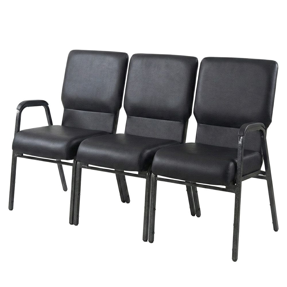 Chivari Black Vinyl Three Seat Waiting Room Chair/Loveseat on Black Frame CH20BBV-LR3-KIT