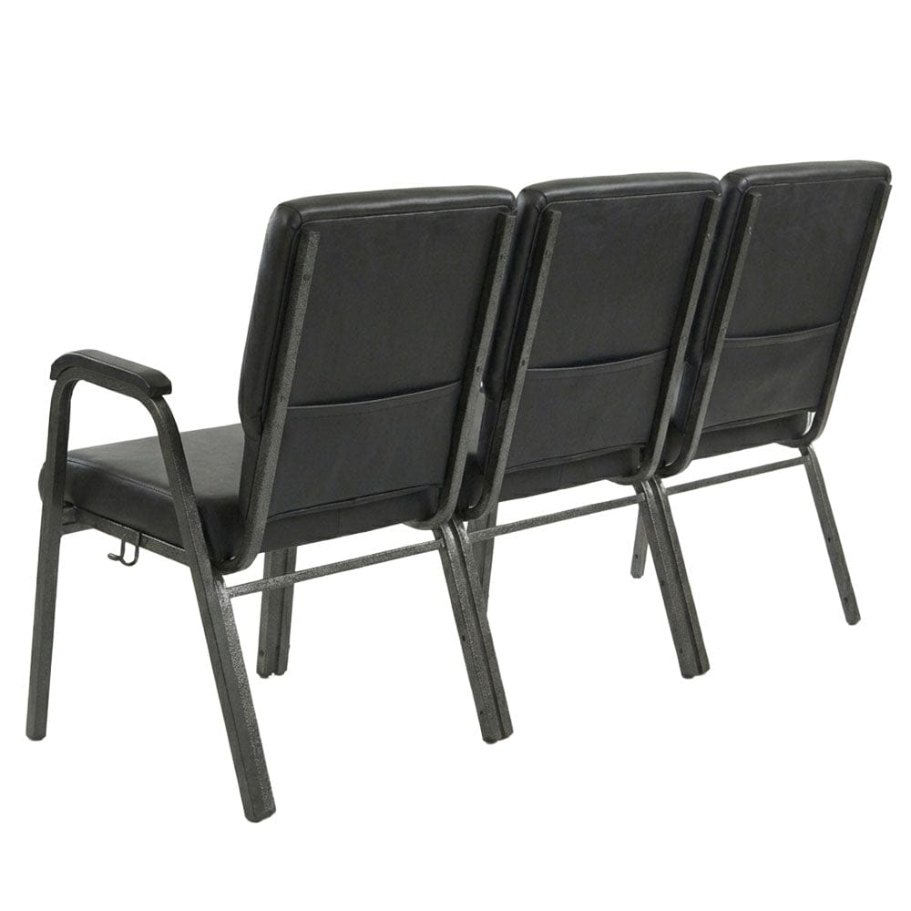 Chivari Black Vinyl Three Seat Waiting Room Chair/Loveseat on Black Frame CH20BBV-LR3-KIT