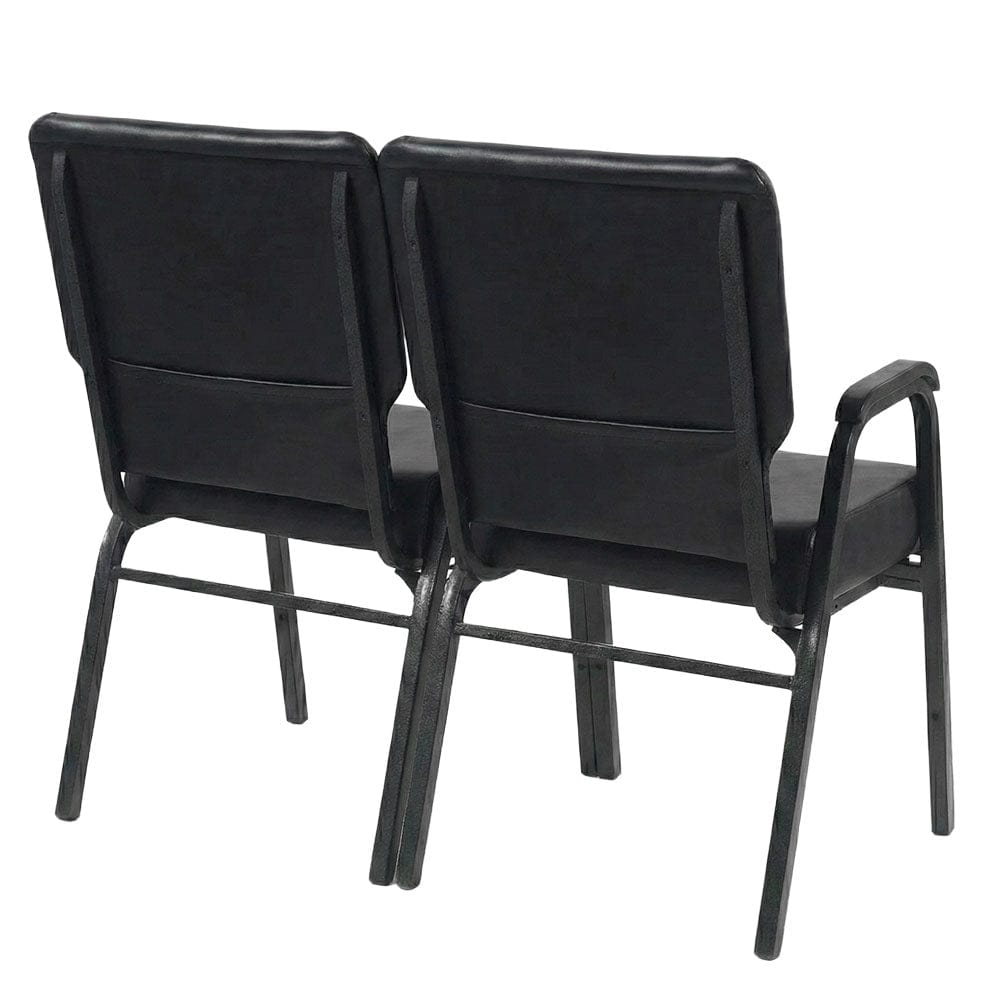 Chivari Black Vinyl Two Seat Waiting Room Chair/Loveseat on Black Frame CH20BBV-LR-KIT