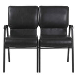 Black Vinyl Two Seat Waiting Room Chair/Loveseat on Black Frame