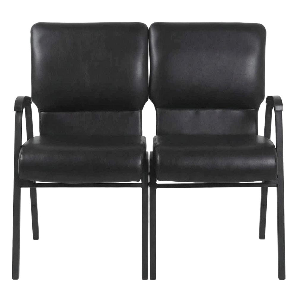 Chivari Black Vinyl Two Seat Waiting Room Chair/Loveseat on Black Frame CH20BBV-LR-KIT