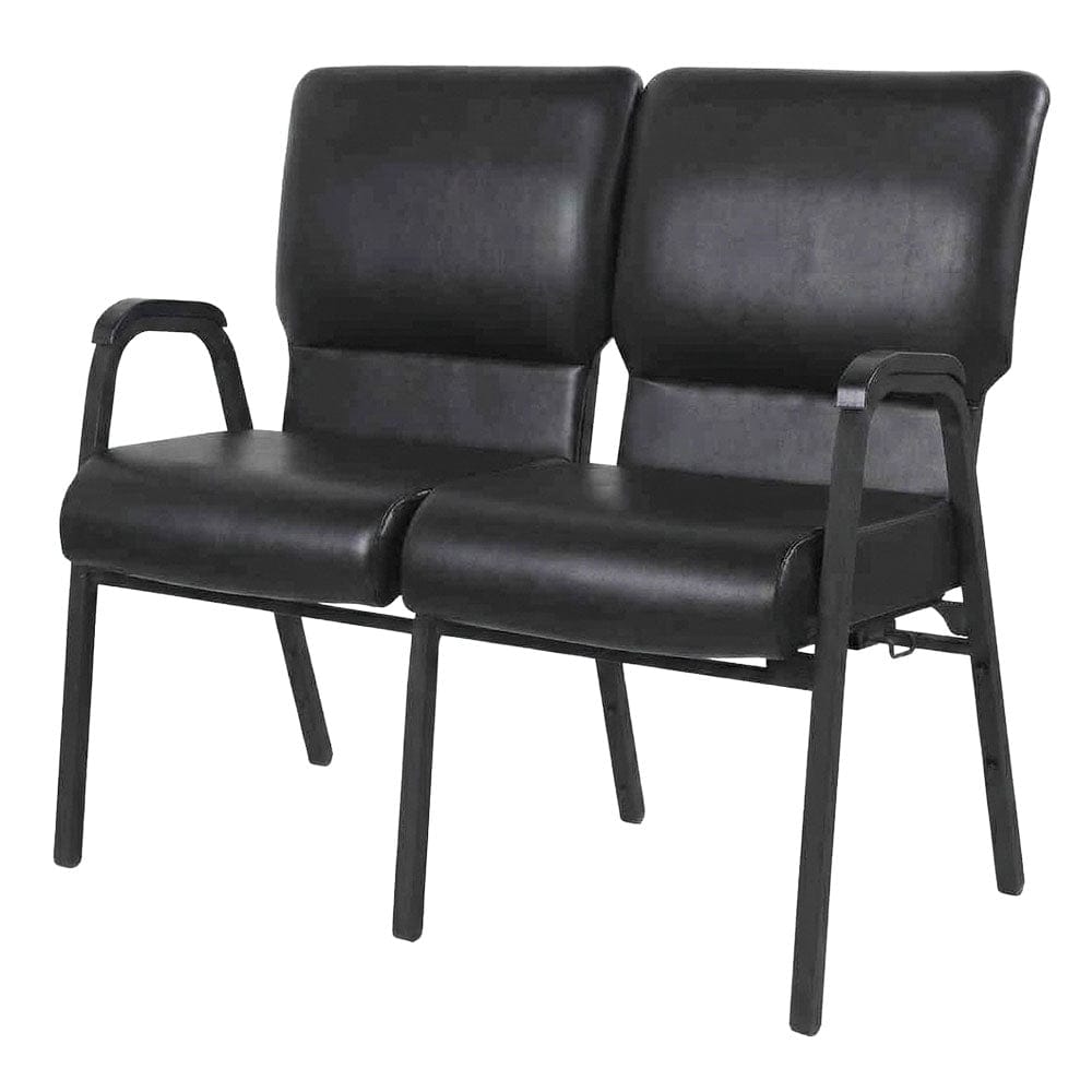 Chivari Black Vinyl Two Seat Waiting Room Chair/Loveseat on Black Frame CH20BBV-LR-KIT