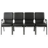Black Vinyl Four Seat Waiting Room Chair/Loveseat on Black Frame